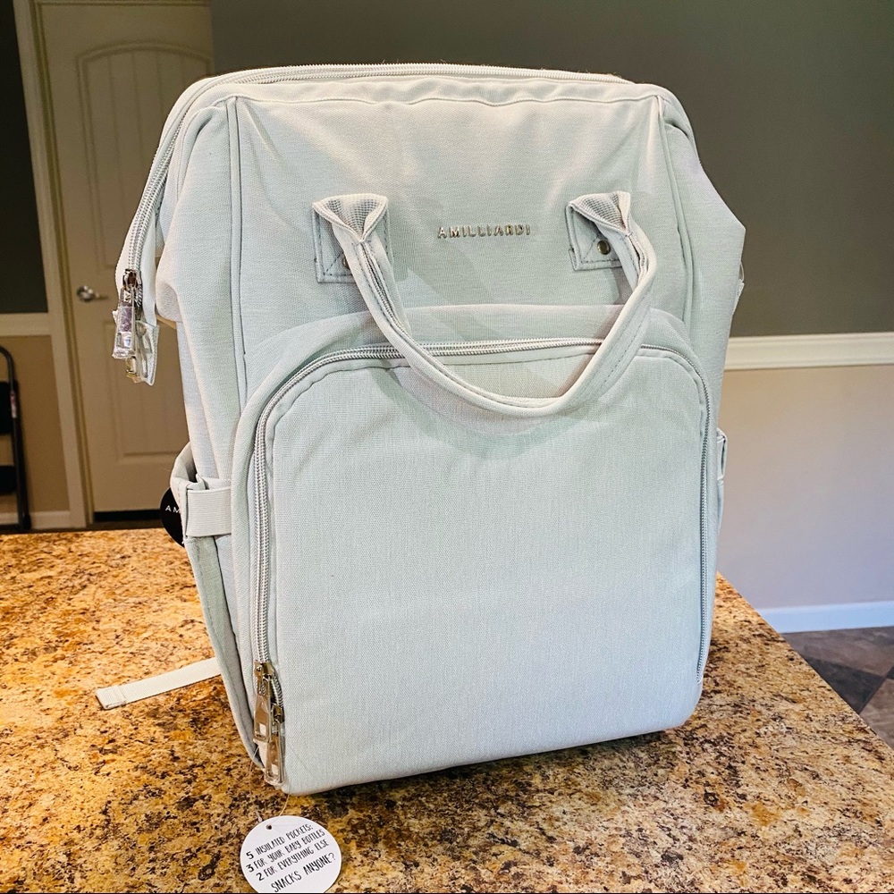 AMILLIARDI Diaper Bag Backpack, Grey